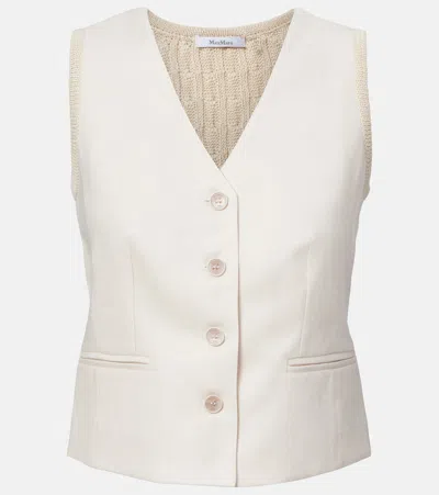 Max Mara Beige Linen And Cable Knit Mxmcalibri Vest In Neutral