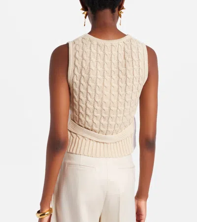 Max Mara Beige Linen And Cable Knit Mxmcalibri Vest In Neutral