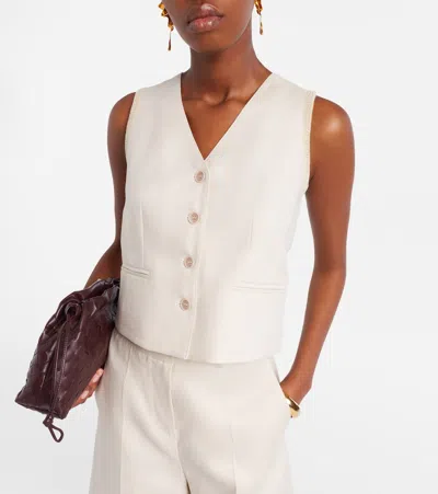 Max Mara Beige Linen And Cable Knit Mxmcalibri Vest In Neutral