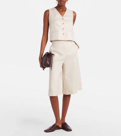 Max Mara Beige Linen And Cable Knit Mxmcalibri Vest In Neutral