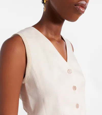 Max Mara Beige Linen And Cable Knit Mxmcalibri Vest In Neutral