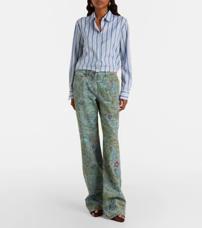 Etro Paisley-print Flared Jeans In Green