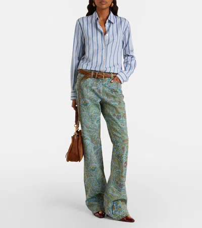 Etro Paisley-print Flared Jeans In Green