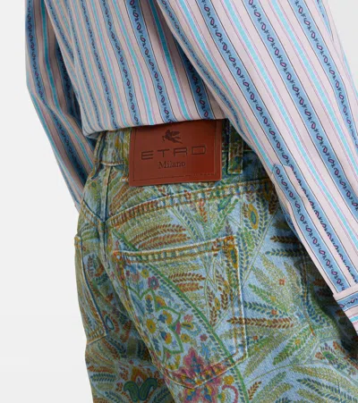 Etro Paisley-print Flared Jeans In Green