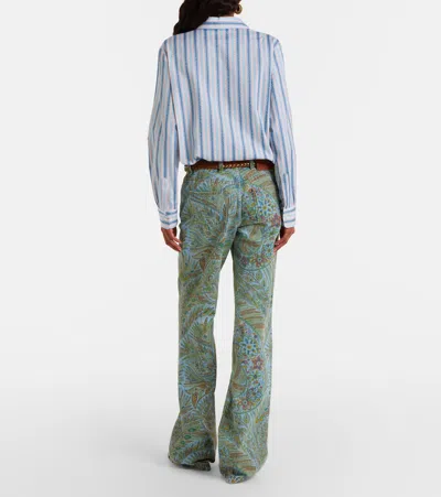 Etro Paisley-print Flared Jeans In Green