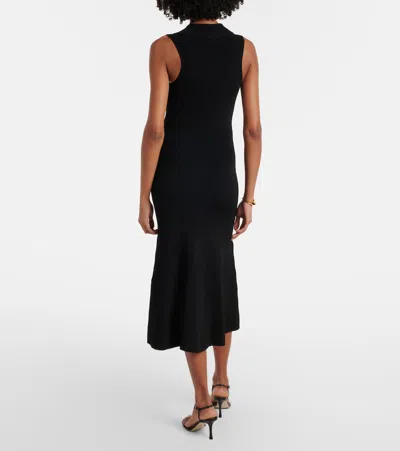 Victoria Beckham Sleeveless Zipped Front Ribbed-knit Midi Dress In Black