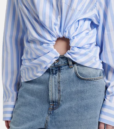 Sportmax Palmizi Striped Knotted Shirt In Blue