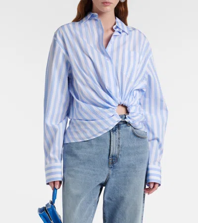 Sportmax Palmizi Striped Knotted Shirt In Blue