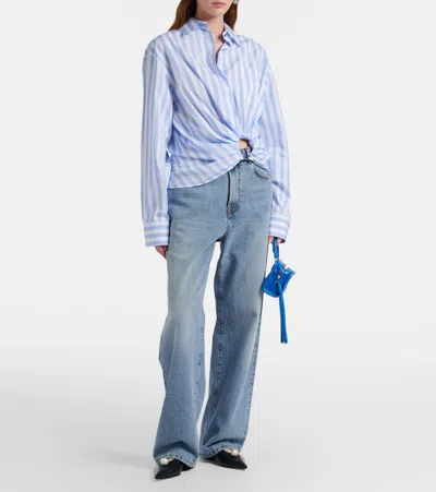 Sportmax Palmizi Striped Knotted Shirt In Blue