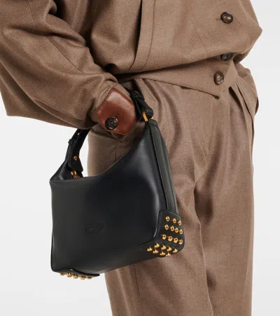 Tod's Metal Dots Mini Leather Shoulder Bag In Black