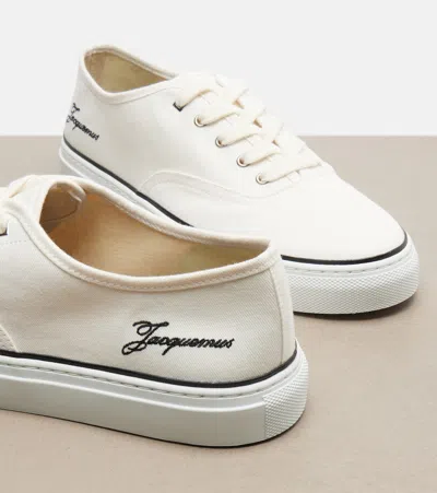 Jacquemus Les Fefe Logo-embroidered Canvas Sneakers In White
