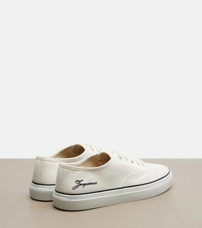 Jacquemus Les Fefe Logo-embroidered Canvas Sneakers In White