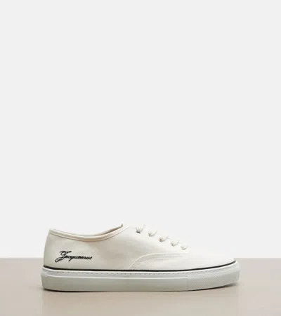 Jacquemus Les Fefe Logo-embroidered Canvas Sneakers In White