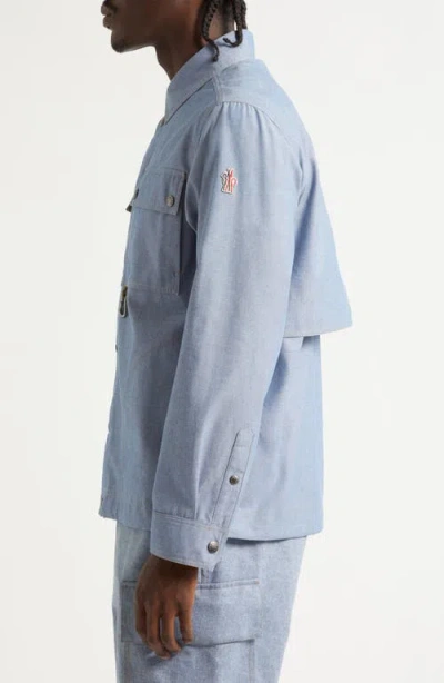 Moncler Light Blue Regular Solid Shirt In Blue