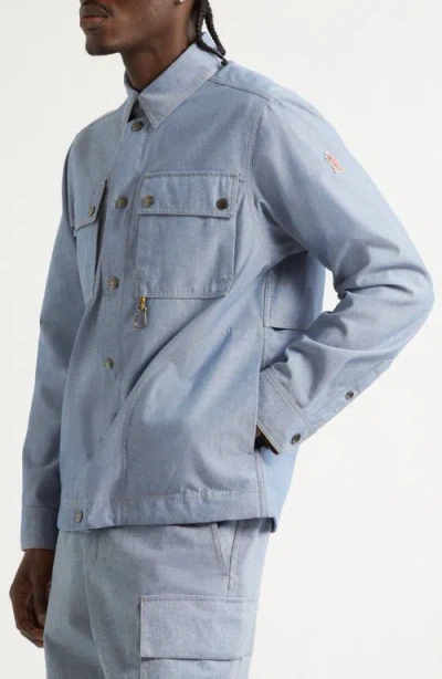 Moncler Light Blue Regular Solid Shirt In Blue