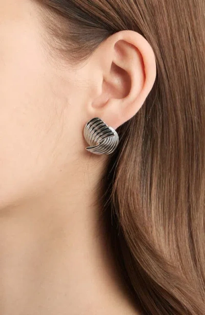 Open Edit Textured Stud Earrings In Metallic