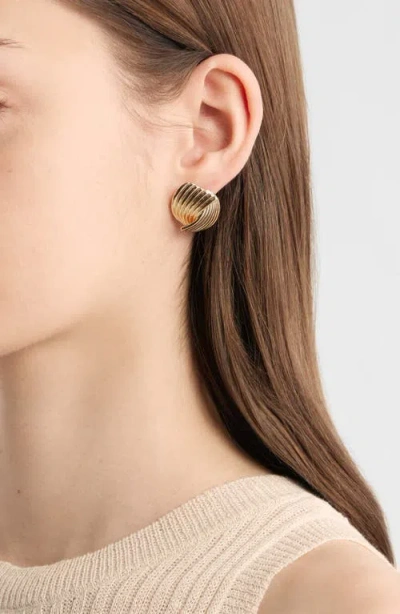 Open Edit Textured Stud Earrings In Gold