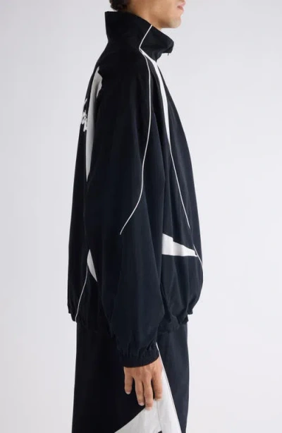 Acne Studios Technical Logo-embroidered Striped Cotton-blend Jacket In Black