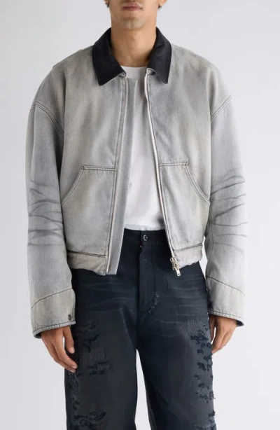 Acne Studios Leather-trim Cotton-twill Jacket In Multi