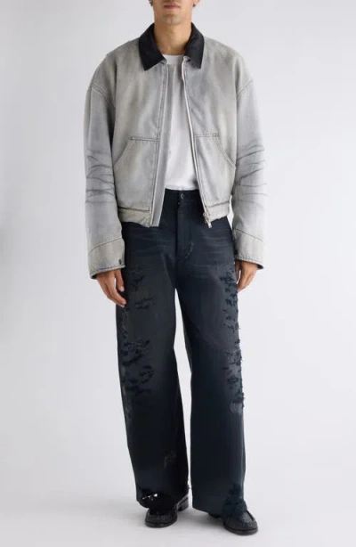 Acne Studios Leather-trim Cotton-twill Jacket In Multi