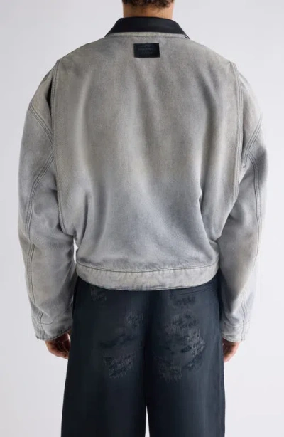 Acne Studios Leather-trim Cotton-twill Jacket In Multi