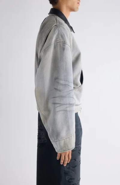 Acne Studios Leather-trim Cotton-twill Jacket In Multi