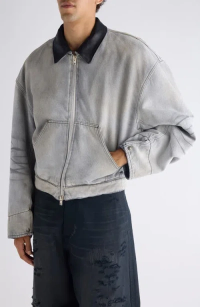 Acne Studios Leather-trim Cotton-twill Jacket In Multi