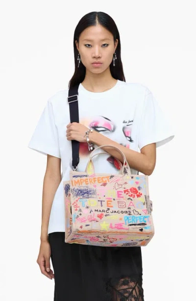 Marc Jacobs The Punk Scribble Medium Canvas Tote Bag In Multi