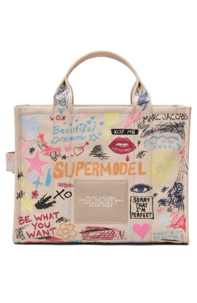 Marc Jacobs The Punk Scribble Medium Canvas Tote Bag In Multi