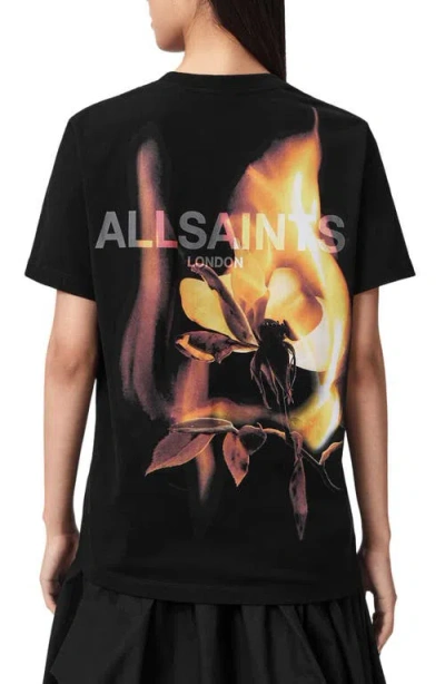 Allsaints Guardian Amelie Short Sleeve Graphic Logo T-shirt With Back Print In Black