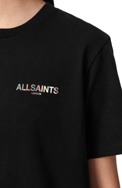 Allsaints Guardian Amelie Short Sleeve Graphic Logo T-shirt With Back Print In Black