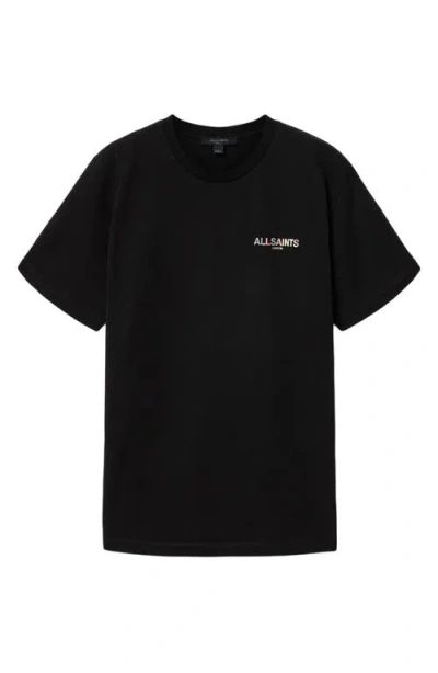 Allsaints Guardian Amelie Short Sleeve Graphic Logo T-shirt With Back Print In Black
