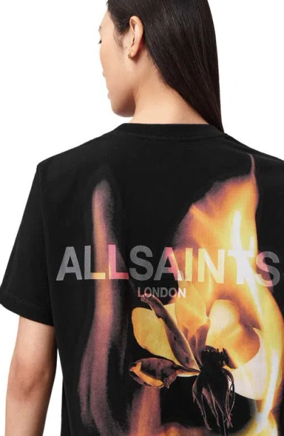Allsaints Guardian Amelie Short Sleeve Graphic Logo T-shirt With Back Print In Black