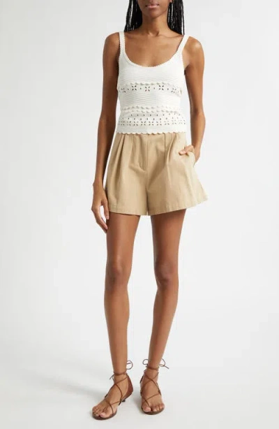 Ulla Johnson Kira Pleated Cotton Mini Shorts In Neutral