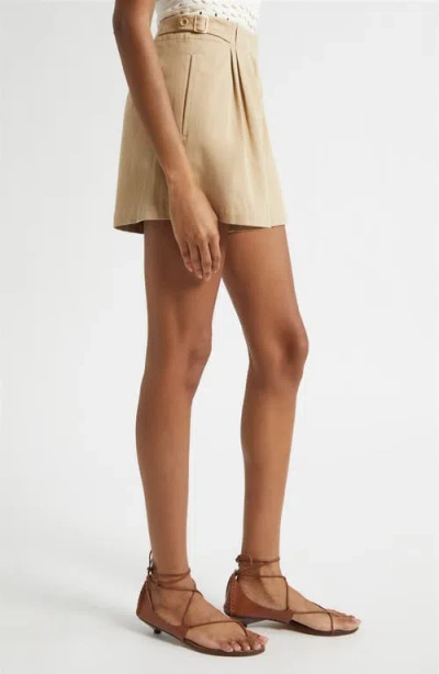 Ulla Johnson Kira Pleated Cotton Mini Shorts In Neutral