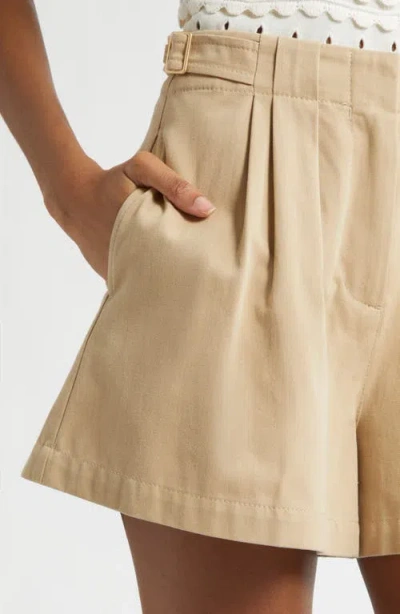 Ulla Johnson Kira Pleated Cotton Mini Shorts In Neutral
