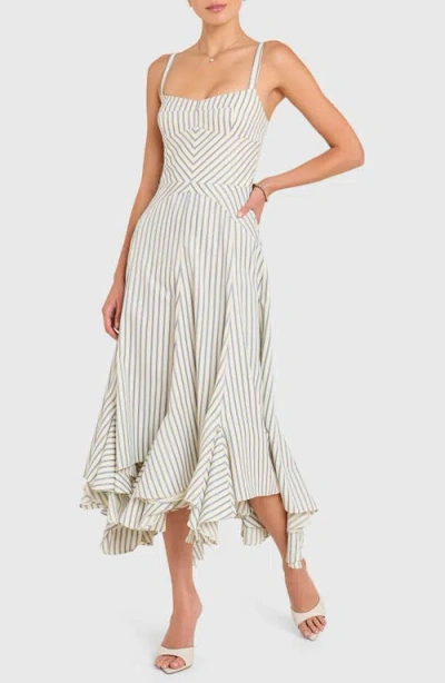 Amanda Uprichard Monterey Dress In Oxford Blue Stripe In White
