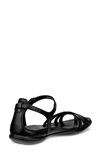 Ecco Flash Womens Leather Flat T-strap Sandals In Black