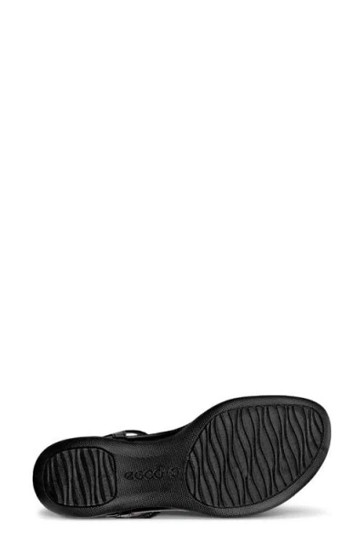 Ecco Flash Womens Leather Flat T-strap Sandals In Black