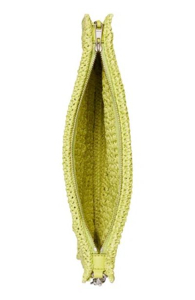 Tory Burch Hand Crocheted Raffia Rectangular Clutch Pouch In Green