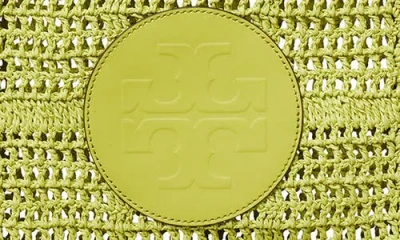 Tory Burch Hand Crocheted Raffia Rectangular Clutch Pouch In Green