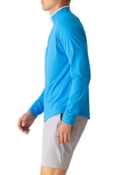 Deke Links Jacquard Quarter Zip Pullover In Blue