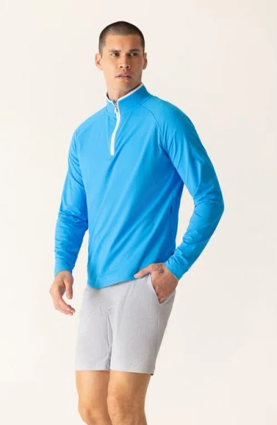 Deke Links Jacquard Quarter Zip Pullover In Blue