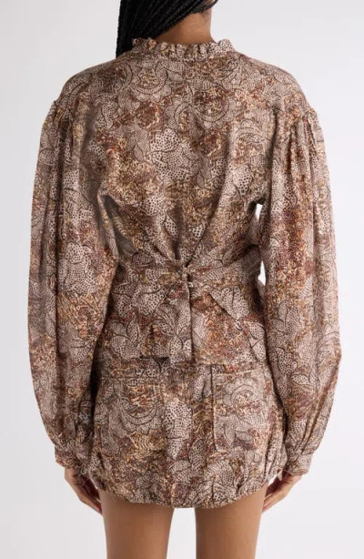 Isabel Marant Celeny Printed Cotton Voile Blouse In Brown