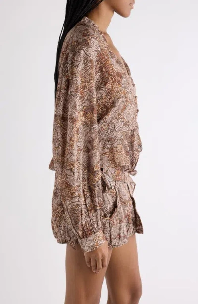Isabel Marant Celeny Printed Cotton Voile Blouse In Brown
