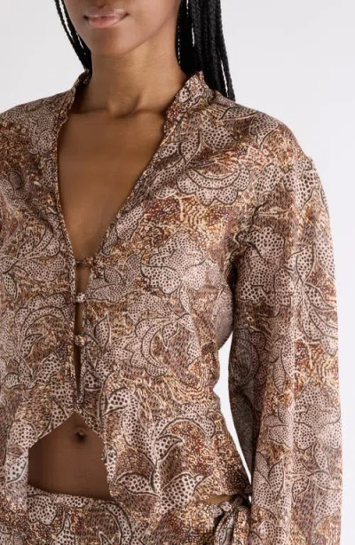 Isabel Marant Celeny Printed Cotton Voile Blouse In Brown