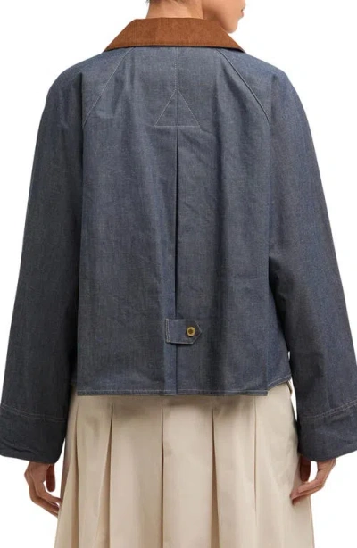 Barbour Freckleton Denim Jacket Dress Contrast Collar Cuffs In Blue