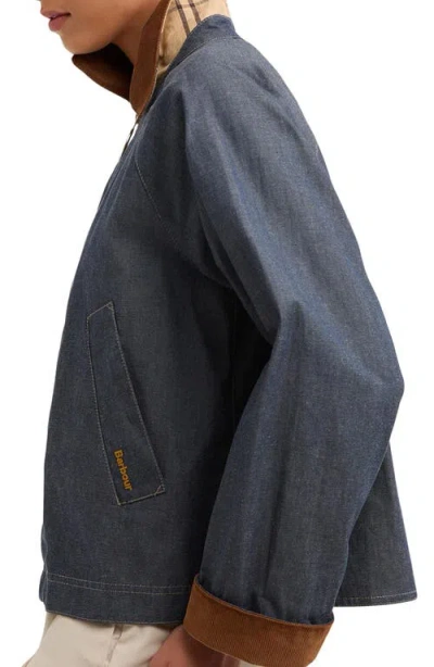 Barbour Freckleton Denim Jacket Dress Contrast Collar Cuffs In Blue