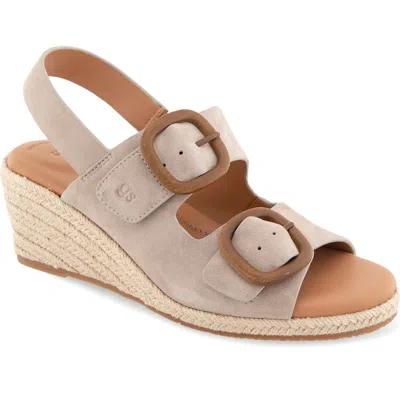 Gentle Souls Greca Raffia Slingback Platform Wedge Sandal