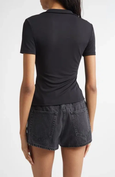 Alexander Wang Rashguard Mock Neck Short Sleeve Top In Black